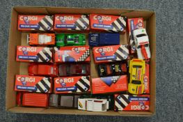 A quantity of Corgi die cast cars, with original boxes, some without boxes.