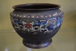 A Japanese cloisonne jardiniere.