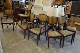 An Edwardian mahogany seven-piece salon suite.