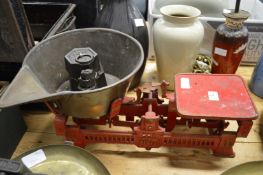 Cast iron scales and weights.