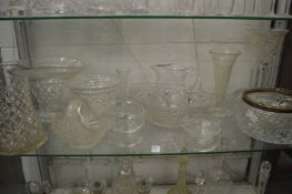 Cut glass bowls, jugs and vases.