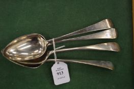 Four Georgian silver tablespoons.