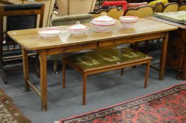 A French fruitwood farmhouse table.