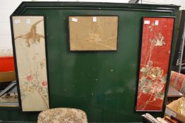 Three Chinese silkwork pictures.