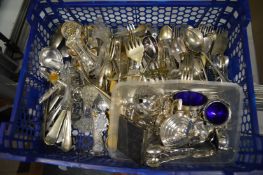 Plated flatware, cruet sets etc.