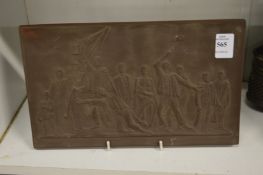 A relief moulded porcelain plaque.