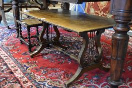 A coffee table and a stool.
