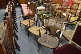 Three various elbow chairs.