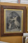 A 19th century mezzotint of a maiden dancing with a goat.