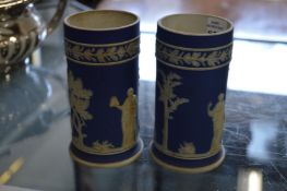 A pair of Wedgwood Jasper ware spill vases.