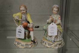 A good pair of Dresden porcelain seated figures.