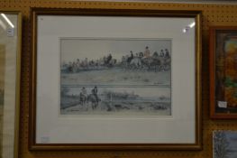 Gilbert Holiday, a hunting scene colour print.