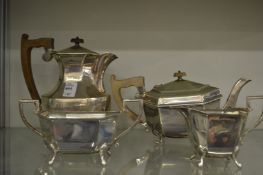 A silver four-piece tea service.