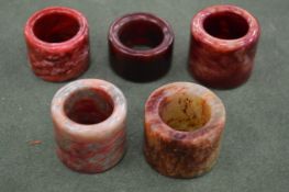 Five Chinese hardstone archer's rings.