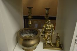 Decorative brass items.