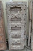 A good large pair of Indian carved hardwood doors with wrought iron mounts.