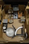 A small collection of postal scales etc.