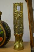 Trench art, a large brass shell converted to a vase.