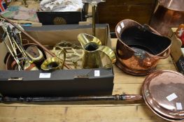 A quantity of copper and brassware etc.