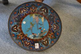 A Japanese cloisonne circular dish.
