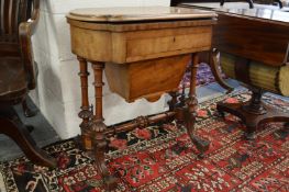 A 19th century mahogany combination games / work table with swivel foldover top, single frieze
