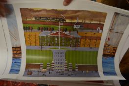 A quantity of unframed prints.