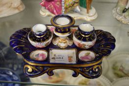 A floral decorated porcelain inkstand.