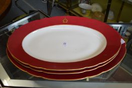 Three large oval Russian porcelain armorial dishes.
