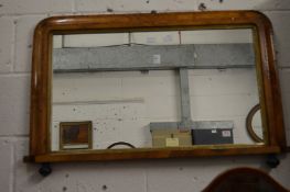 A Victorian inlaid walnut overmantle mirror.