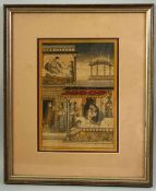 AN INDIAN MINIATURE PAINTING, depicting a scene with many female figures, framed and glazed, image