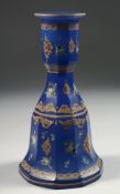 A 19TH CENTURY ENAMELLED BOHEMIAN GLASS HUQQA BASE FOR THE OTTOMAN MARKET, 25.5cm high.