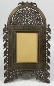 A FINE 19TH CENTURY LARGE ANGLO INDIAN BRASS WIRE INLAID WOODEN FRAME, 47cm x 27cm overall,