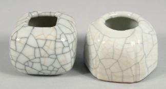 TWO CHINESE GE WARE BRUSH WASHERS, (2).