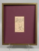 MANNER OF REZA ABBASI; A GOOD PERSIAN SAFAVID MINIATURE PAINTING of a seated figure, framed;