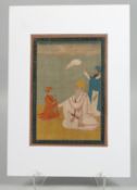 A LATE 19TH CENTURY INDIAN MINIATURE PAINTING ON PAPER, depicting a seated dignitary with