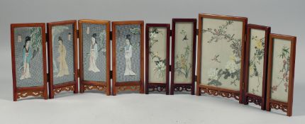 TWO CHINESE MINIATURE FOLDING SCREENS.