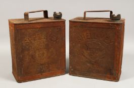 TWO EARLY MOTORING PETROL CANS