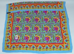 AN L. S. LAURAN COLOURFUL SILK SCARF. 33ins x 34ins.