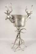 A STAG WINE COOLER BUCKET AND STAND.