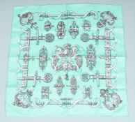 A HERMES SILK SCARF FERRONERIE 17ins x 17ins