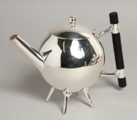 A SMALL CHRISTOPHER DRESSER DESIGN EGG-SHAPED PLATED TEA POT.