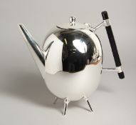 A LARGE CHRISTOPHER DRESSER DESIGN EGG-SHAPED PLATED TEA POT.