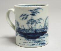 A CHAFFERS COFFEE CAN painted in under glaze blue with the Trellis Fence pattern.
