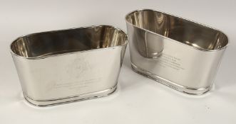 A SMALL PAIR OF LILY BOLLINGER ICE BUCKETS. 11.5ins wide.