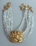 A LARGE VINTAGE CRYSTAL NECKLACE. Signed.