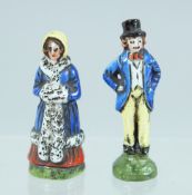 TWO TINY PORCELAIN FIGURES. 1.25ins long