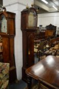 A GOOD GEORGE III MAHOGANY LONG CASE CLOCK with eight-day movement, arched brass dial, signed