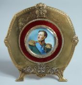 A SUPERB RUSSIAN SILVER ENAMEL AND DIAMOND SET MINIATURE FRAME. 13cm x 12cm. Mark: A H., Faberge