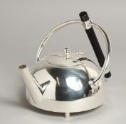 A SMALL CHRISTOPHER DRESSER DESIGN CIRCULAR PLATED TEA POT.