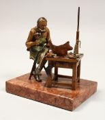 A GOOD VIENNA BRONZE COBBLER on a marble base. 5.5ins wide.